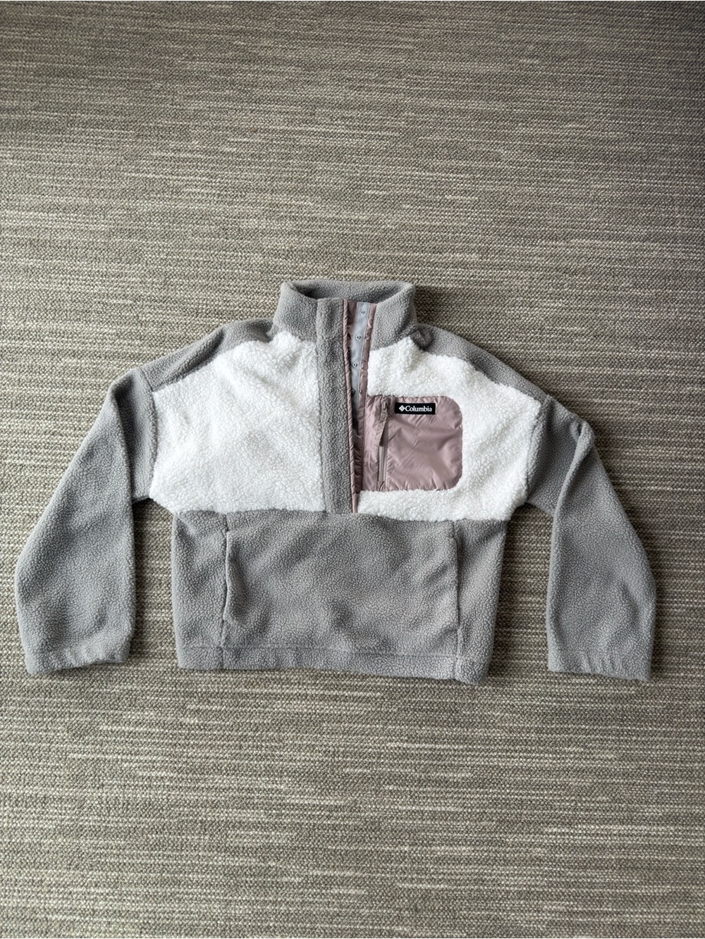 Columbia Grey, White & Mauve Sherpa Pullover